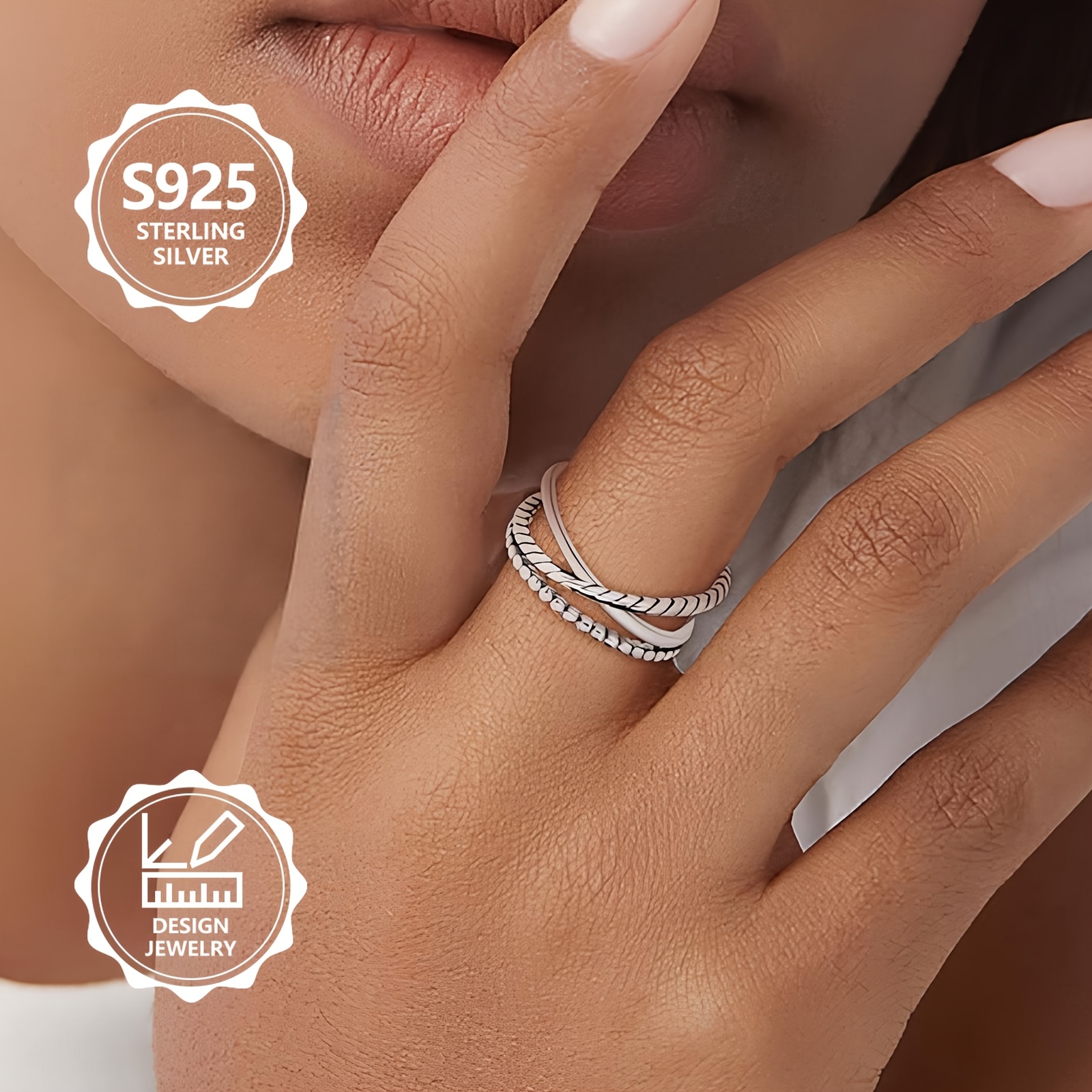 Women's Vintage Punk S925 Silver Twisted Braid Ring, Elegant